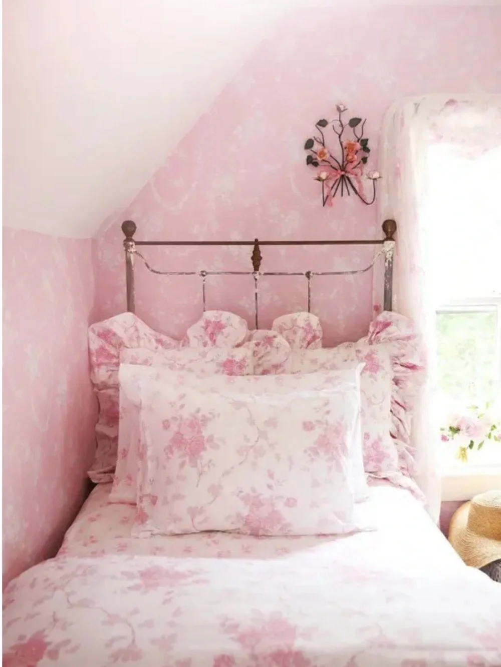 LoveShackFancy Pink Floral Cotton Duvet and Sham - TWINXL / TWIN